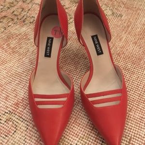 NWT Nine West Red Coral Leather Pumps